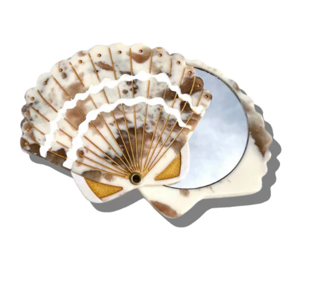 Hand-painted Seashell Compact Mirror