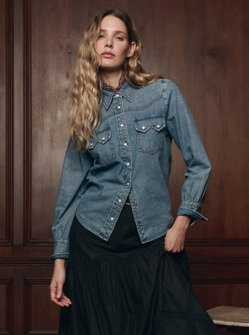The Howdy Top in Denim