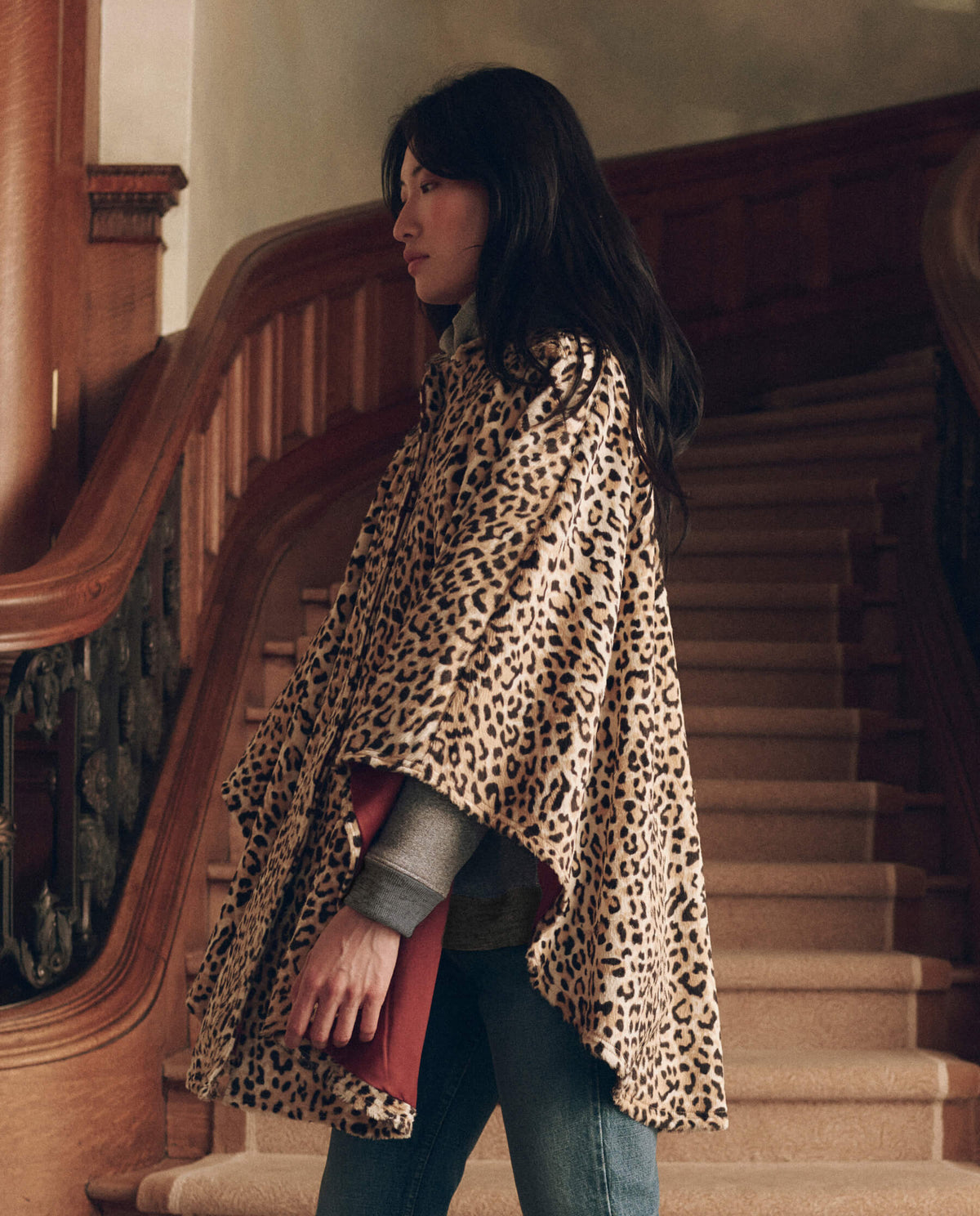 The Swingy Cape in Vintage Leopard — back