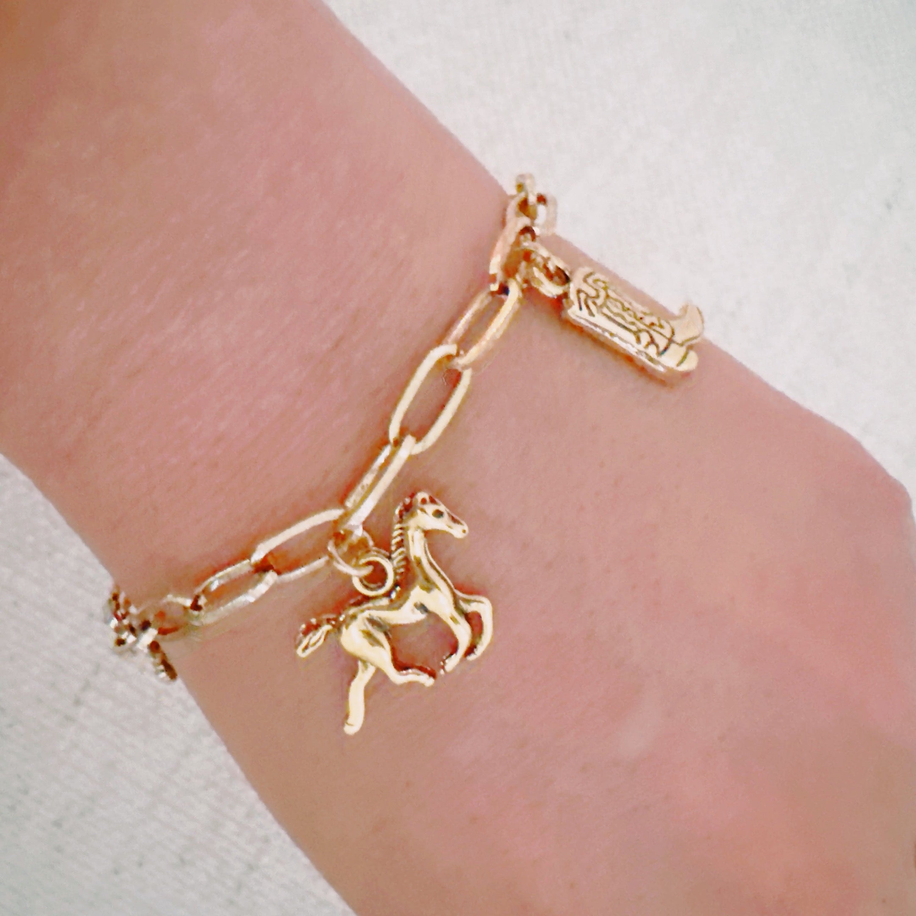 Western Cowgirl Charm Bracelet in Gold — view 2