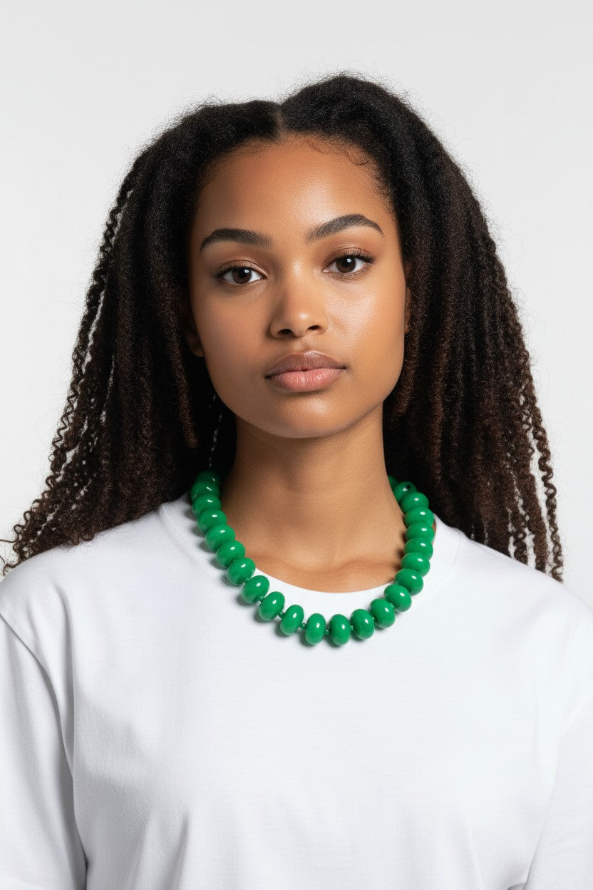 Bailey Chunky Beaded Necklace in Green
