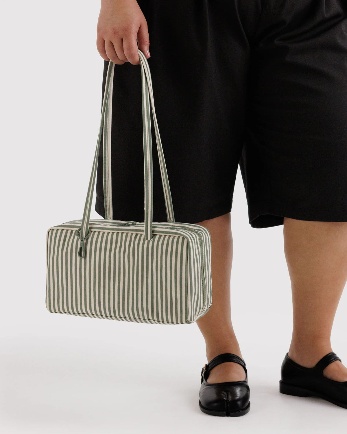Nylon Bowler Bag in Sage Stripe — view 3