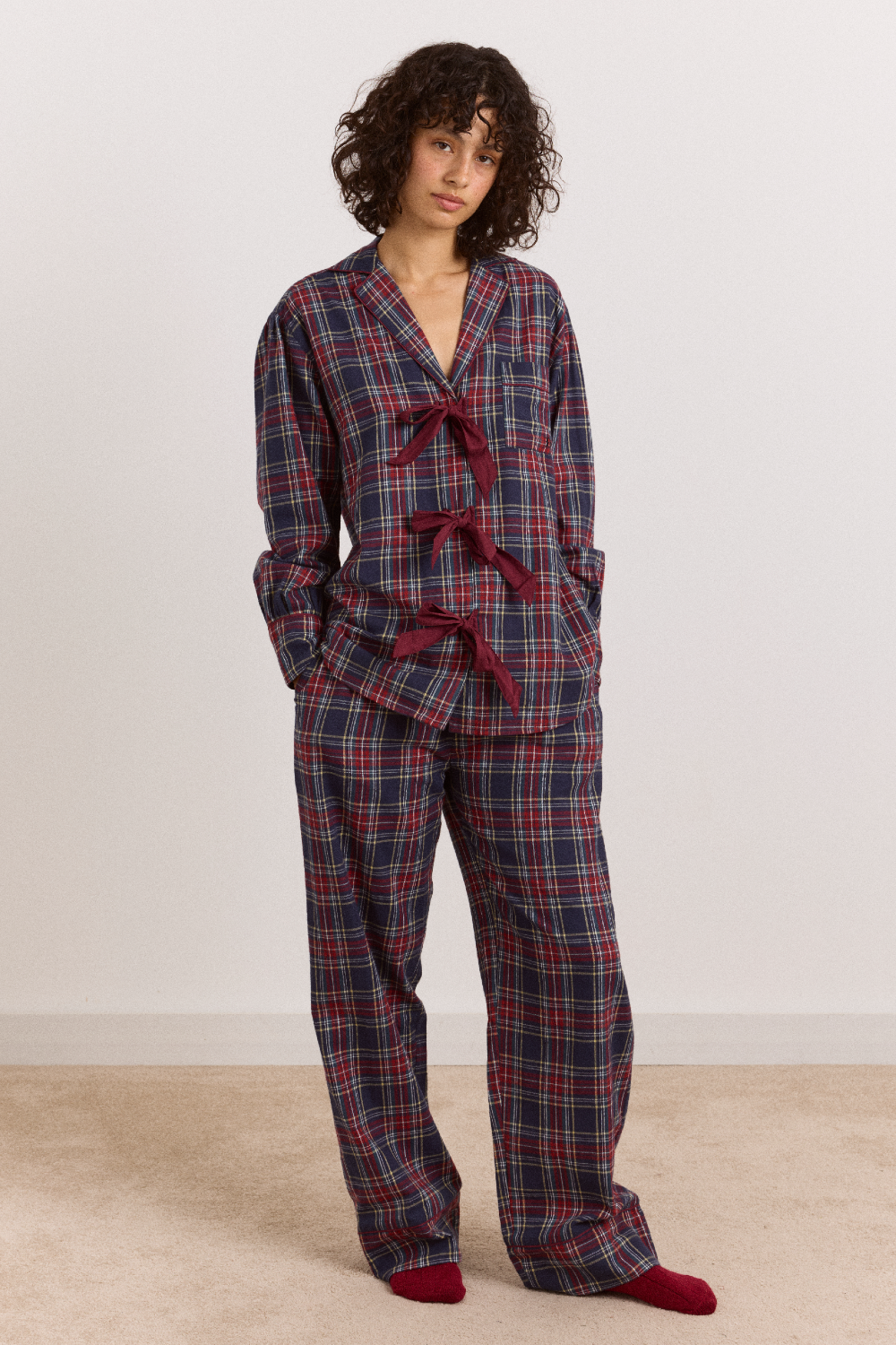 Antonella Flannel Pyjama Set in Tawny Check - view 1