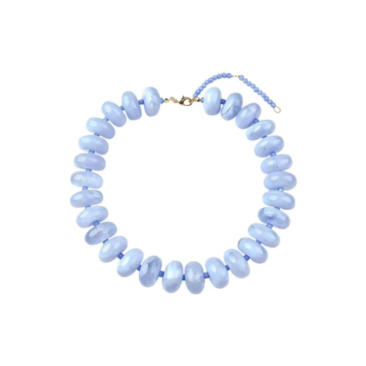 Bailey Chunky Beaded Necklace in Light Blue — front view