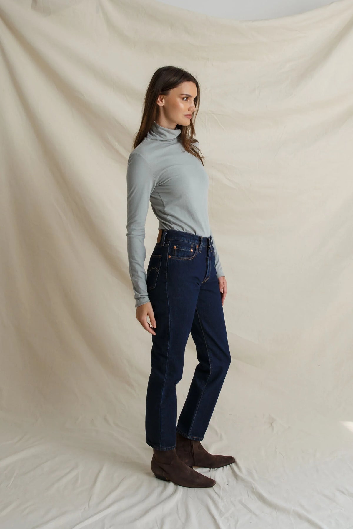 Cindy Long Sleeve Turtleneck in Griffin Gray - view 5