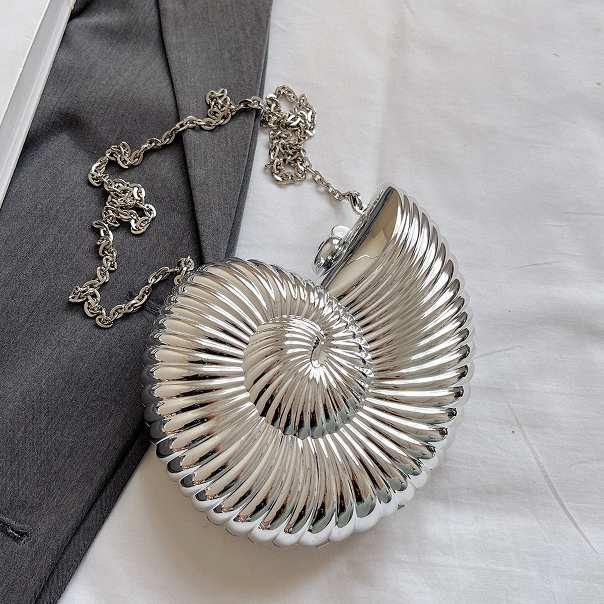 Conch Fashion Clutch in Silver
