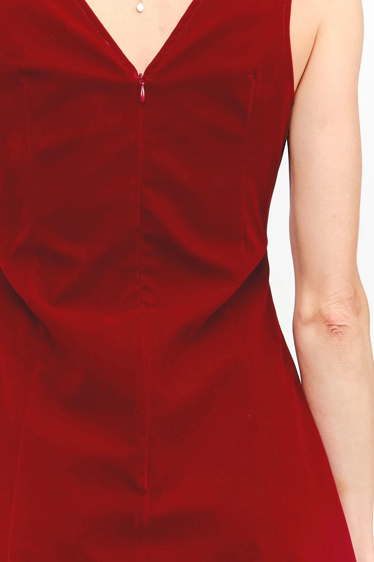 Carmine Velvet Mini Dress in Red