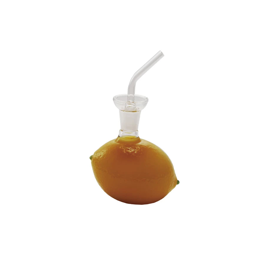 Glass Lemon Shaped Cruet with Stopper — front view