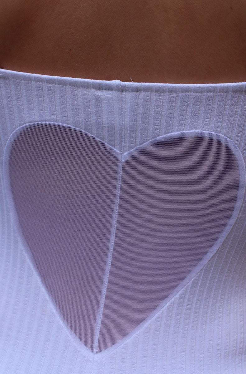 So Fine Eco Rib Heart Onesie in White — view 5