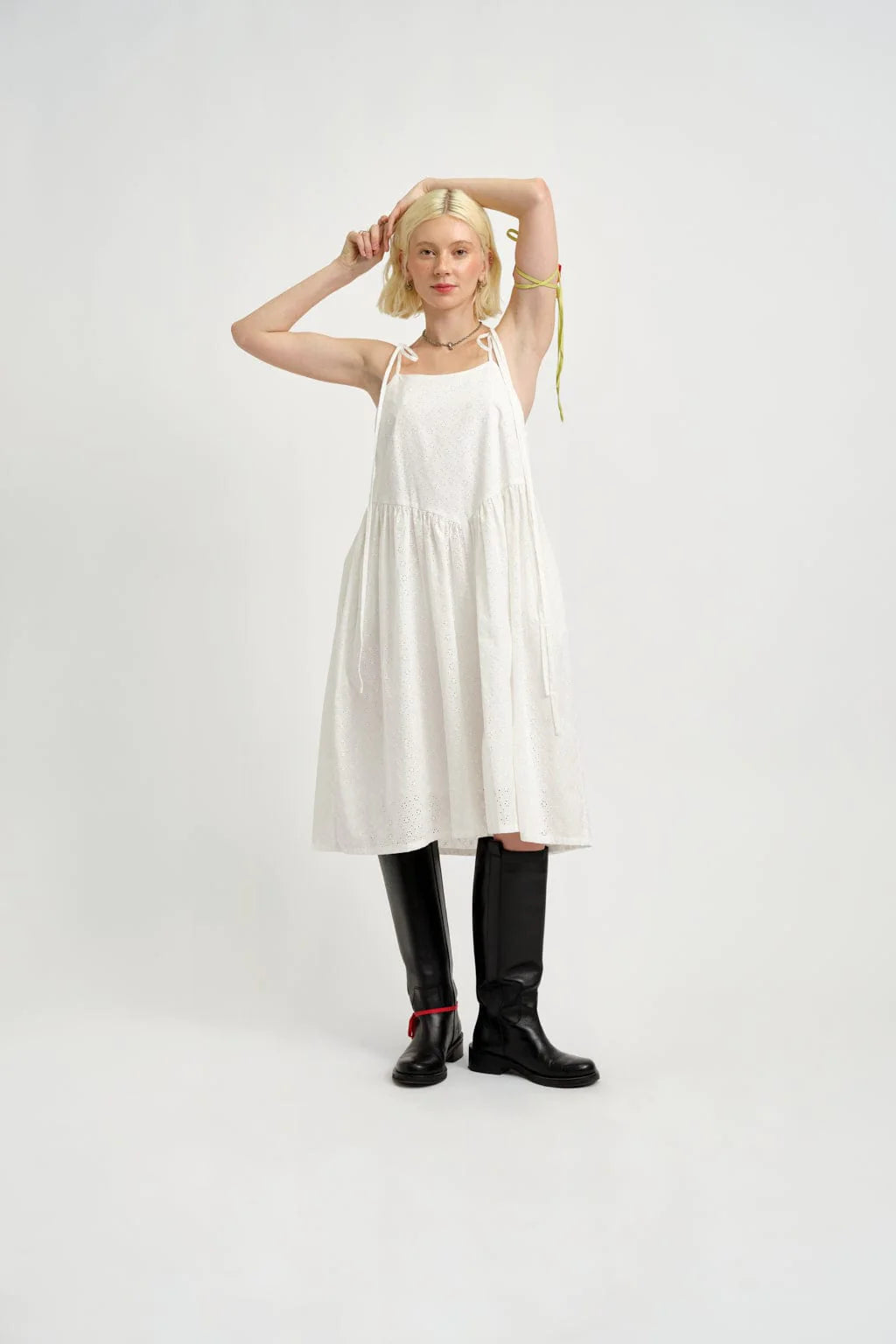 Amelie Dress in White Eyelet — view 3