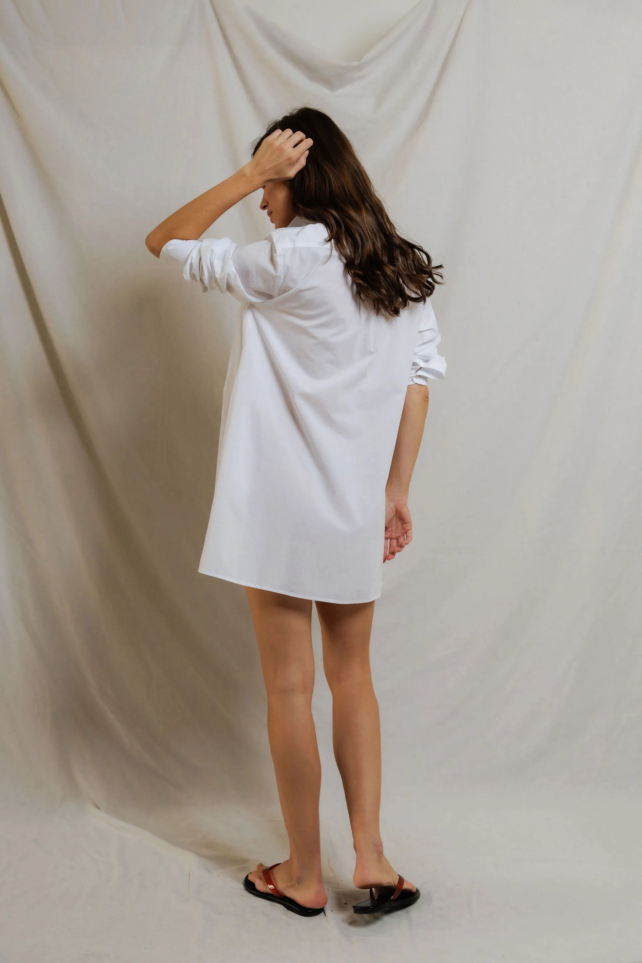 Felicia Poplin Shirt Dress in White view 3