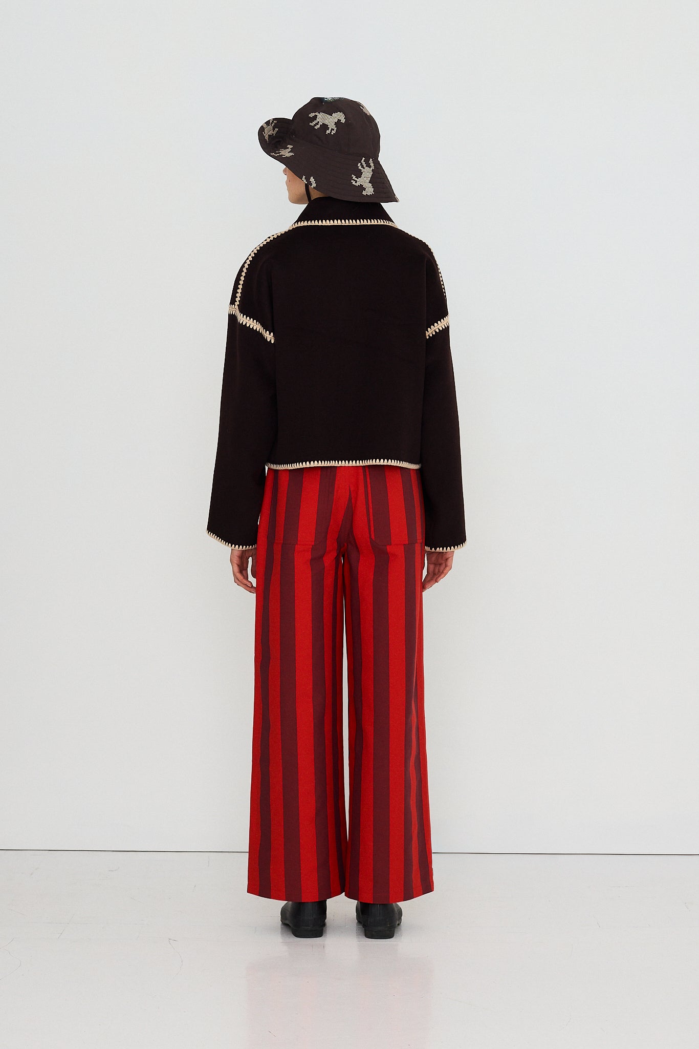 Short Horses Embroidered Coat in Charcoal — The Tiny Big Sister — view 5