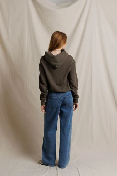 Heart Pullover Hoodie in Dark Olive