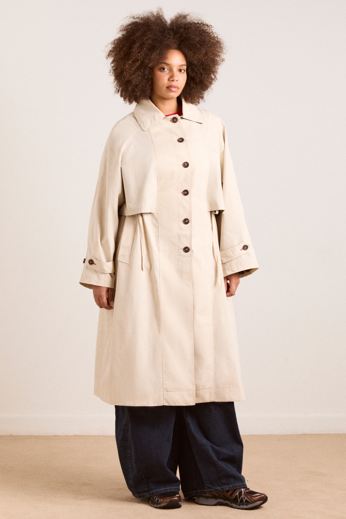 Camille Organic Cotton Trench in Cream - view 1
