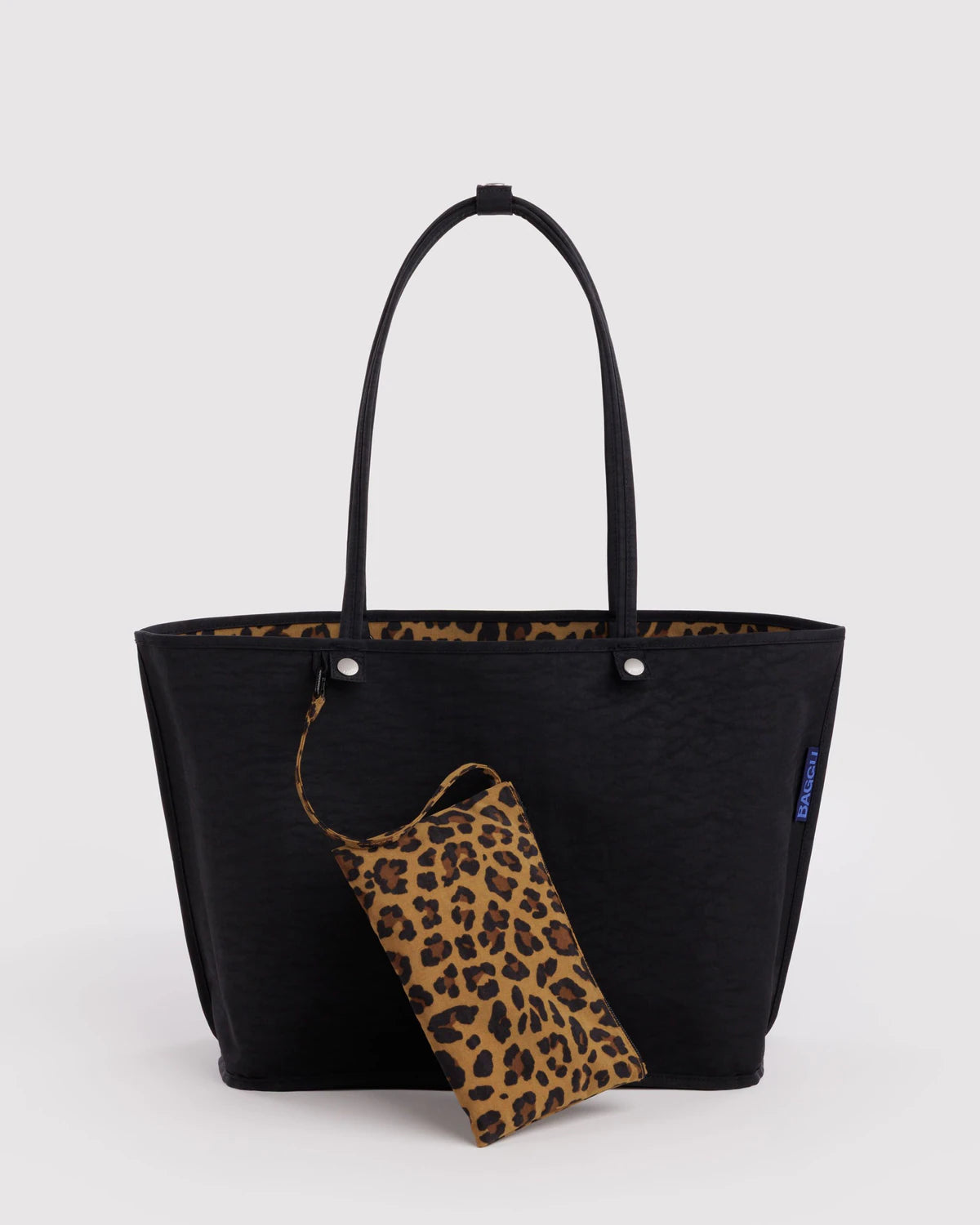 Large Nylon Reversible Tote in Leopard Mix