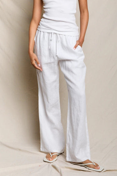Iorana Linen Drawstring Pants in White