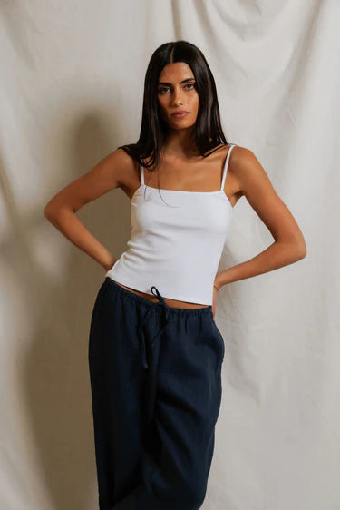Lucille Ribbed Jersey Tank Top in White