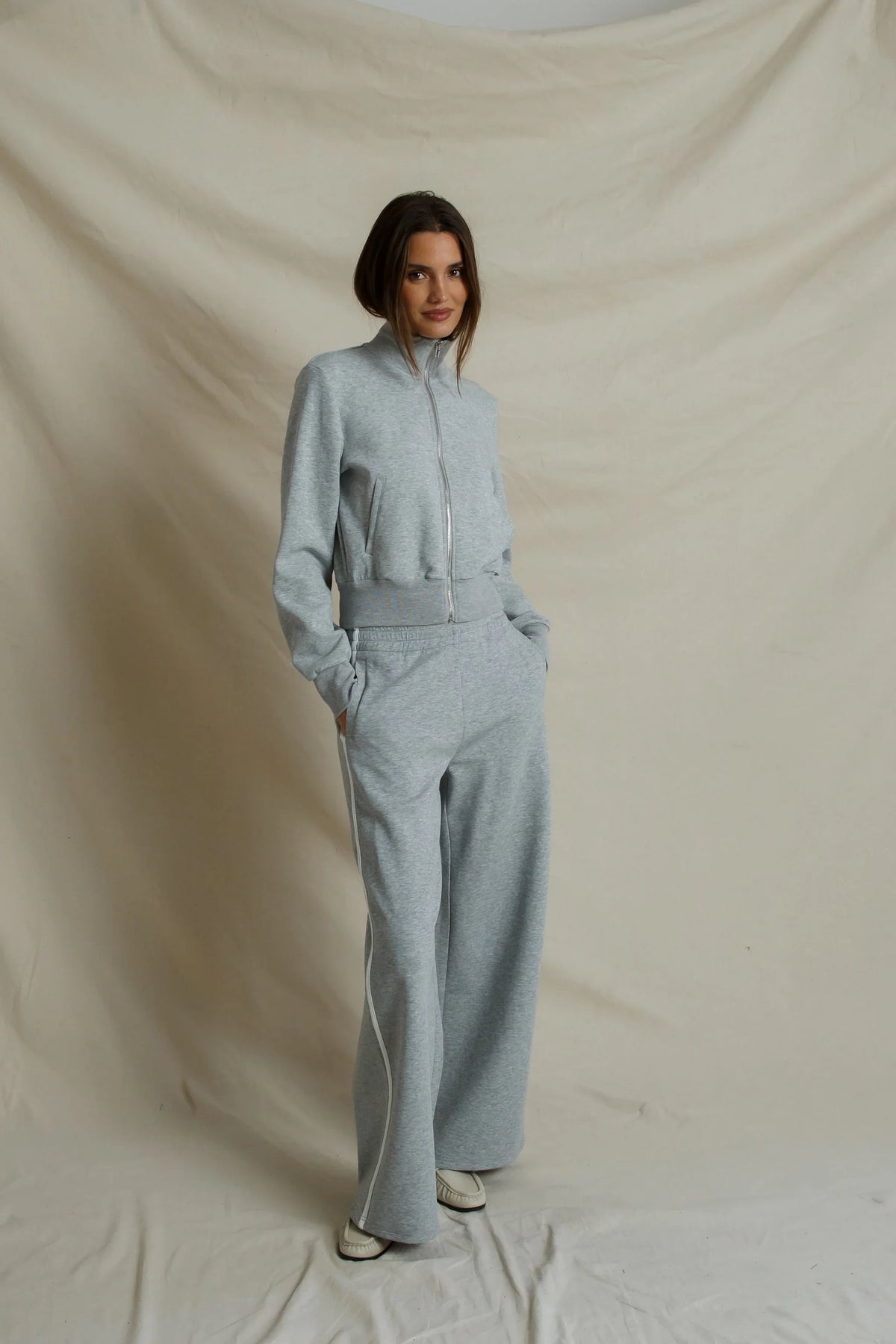 Mikos Pureform Wide Leg Pant in Heather Grey - view 6