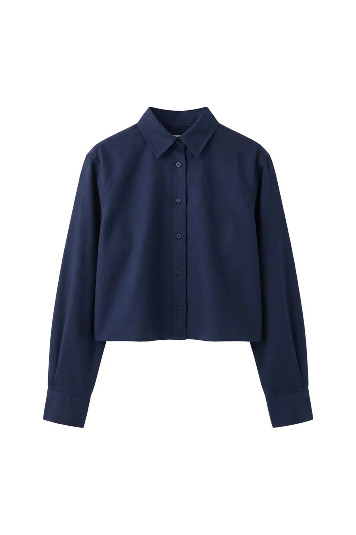 Naomi Button Down Shirt in Navy, flat front view