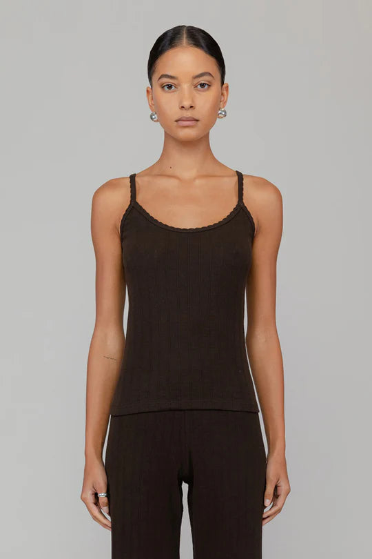 Pointelle Classic Tank Top in Black