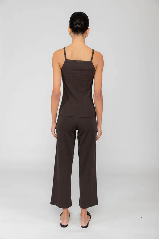Pointelle Classic Tank Top in Black — view 3
