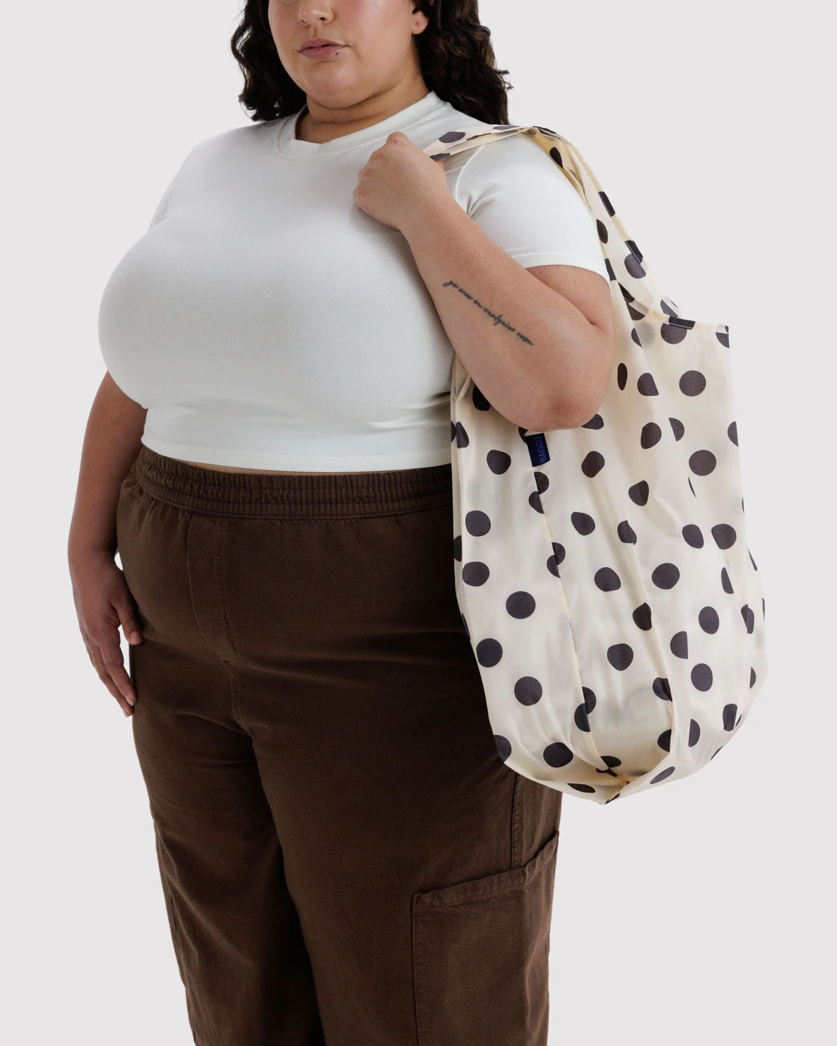 Big Baggu in Cream and Black Polka Dot