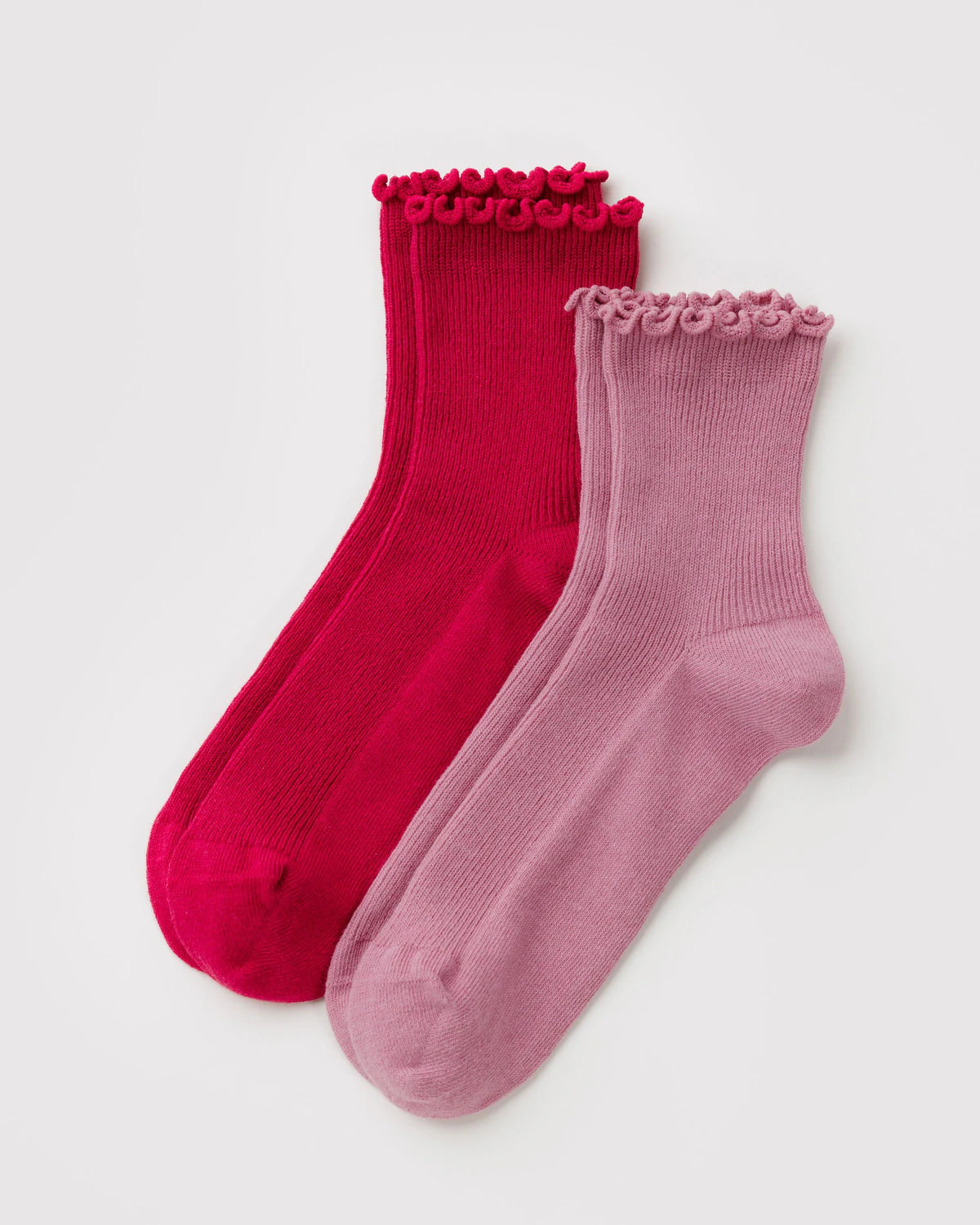 Lettuce Edge Sock Set of 2 in Wild Plum & Cherry