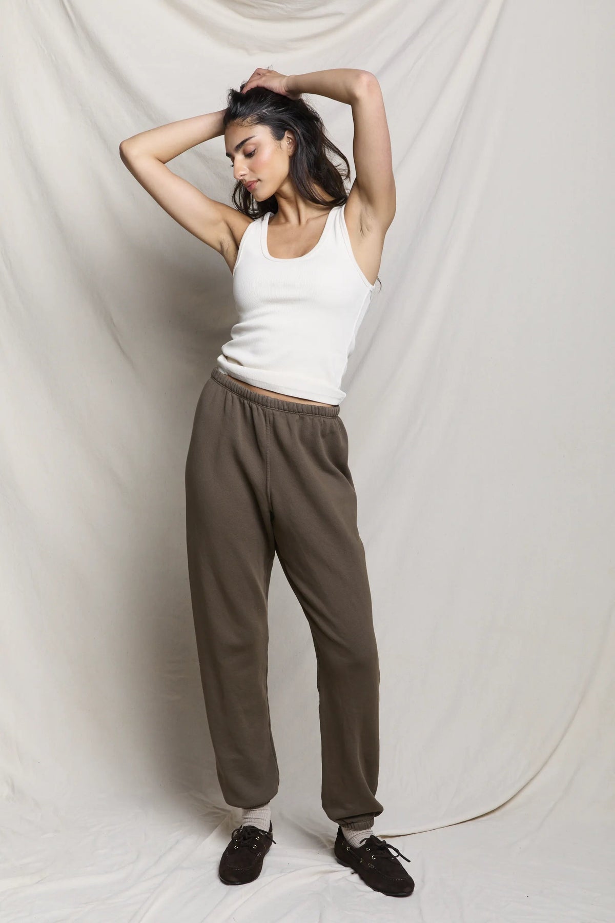 Stevie Easy Sweatpant in Dark Olive — view 6