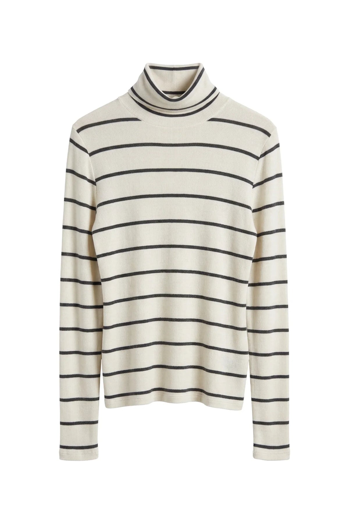Tati Rib Turtleneck in Natural and Charcoal Stripe - view 1