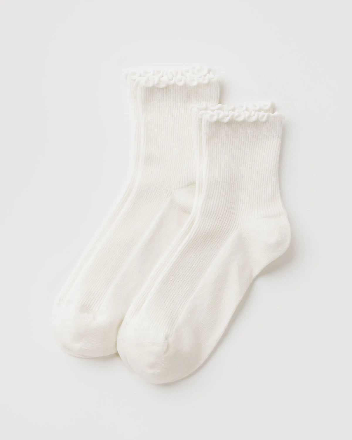 Lettuce Edge Sock Set of 2 in White