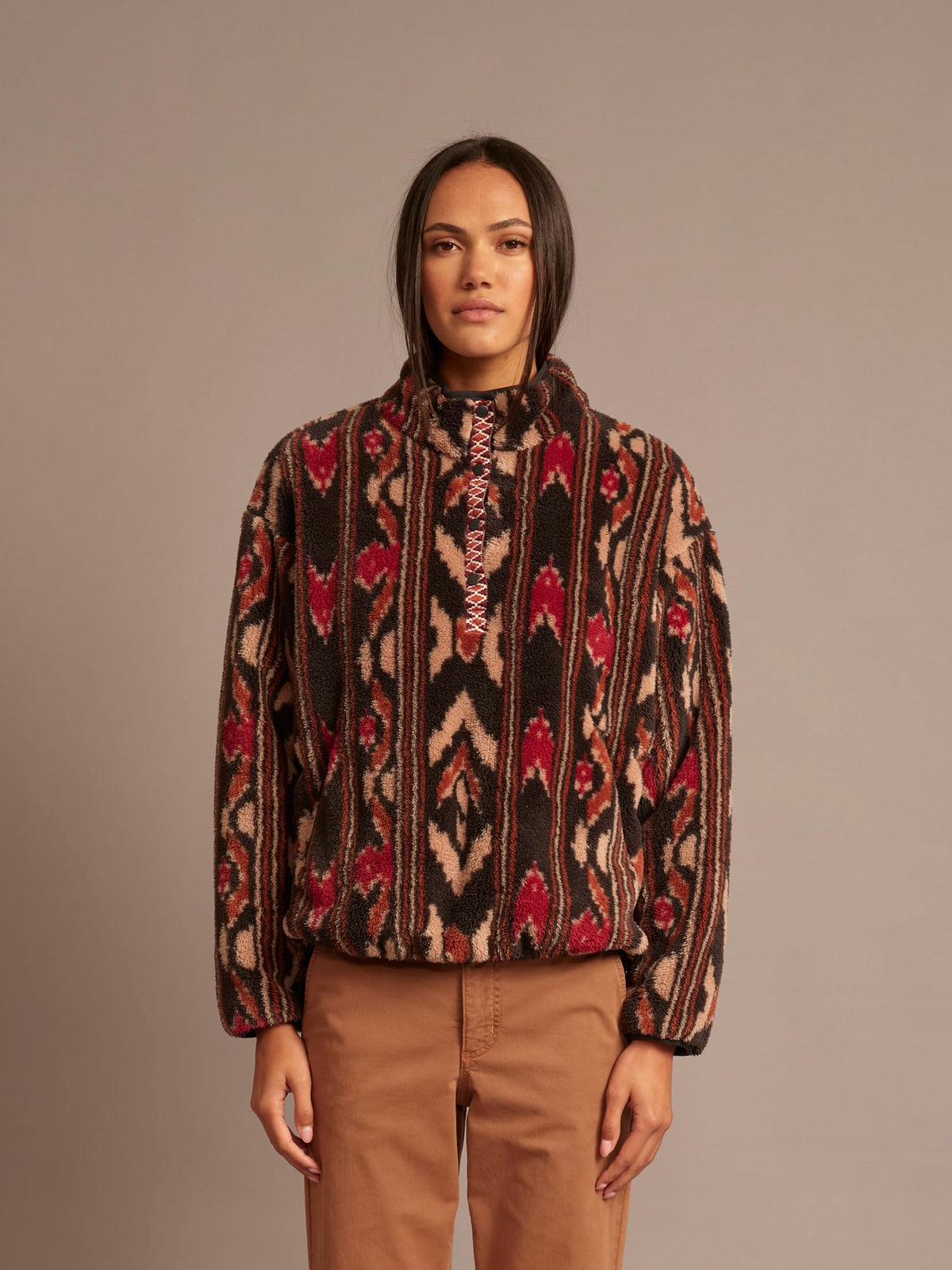 Ridge Pullover in Black Ikat — view 2