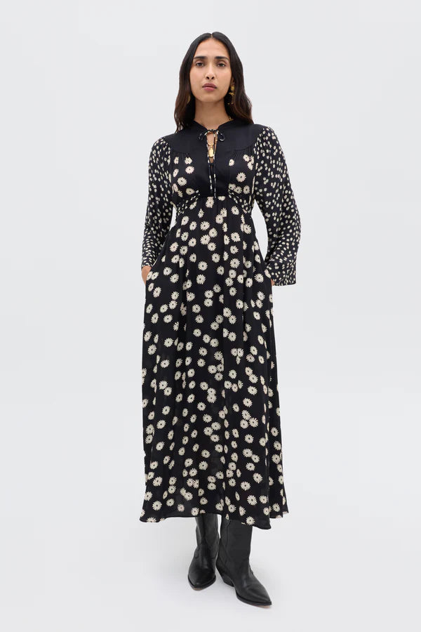 Anela Midi Dress in Daisy Mix Black