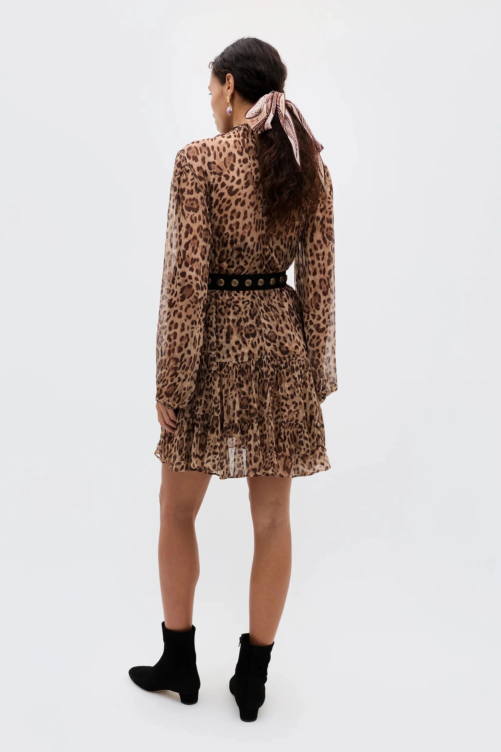 Anaya Mini Dress in Mila Leopard Brown — view 2