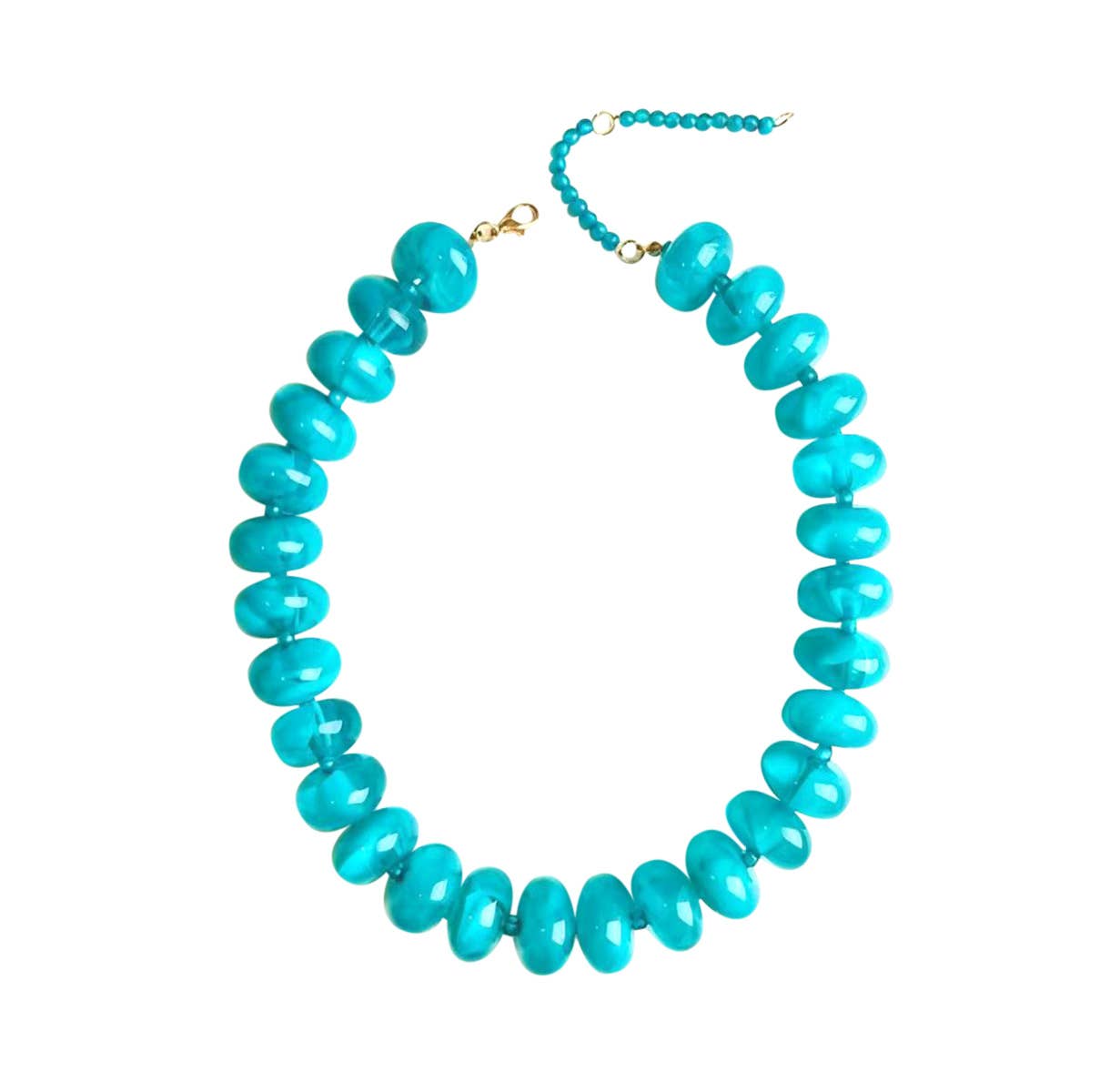 Bailey Chunky Beaded Necklace in Teal — front view