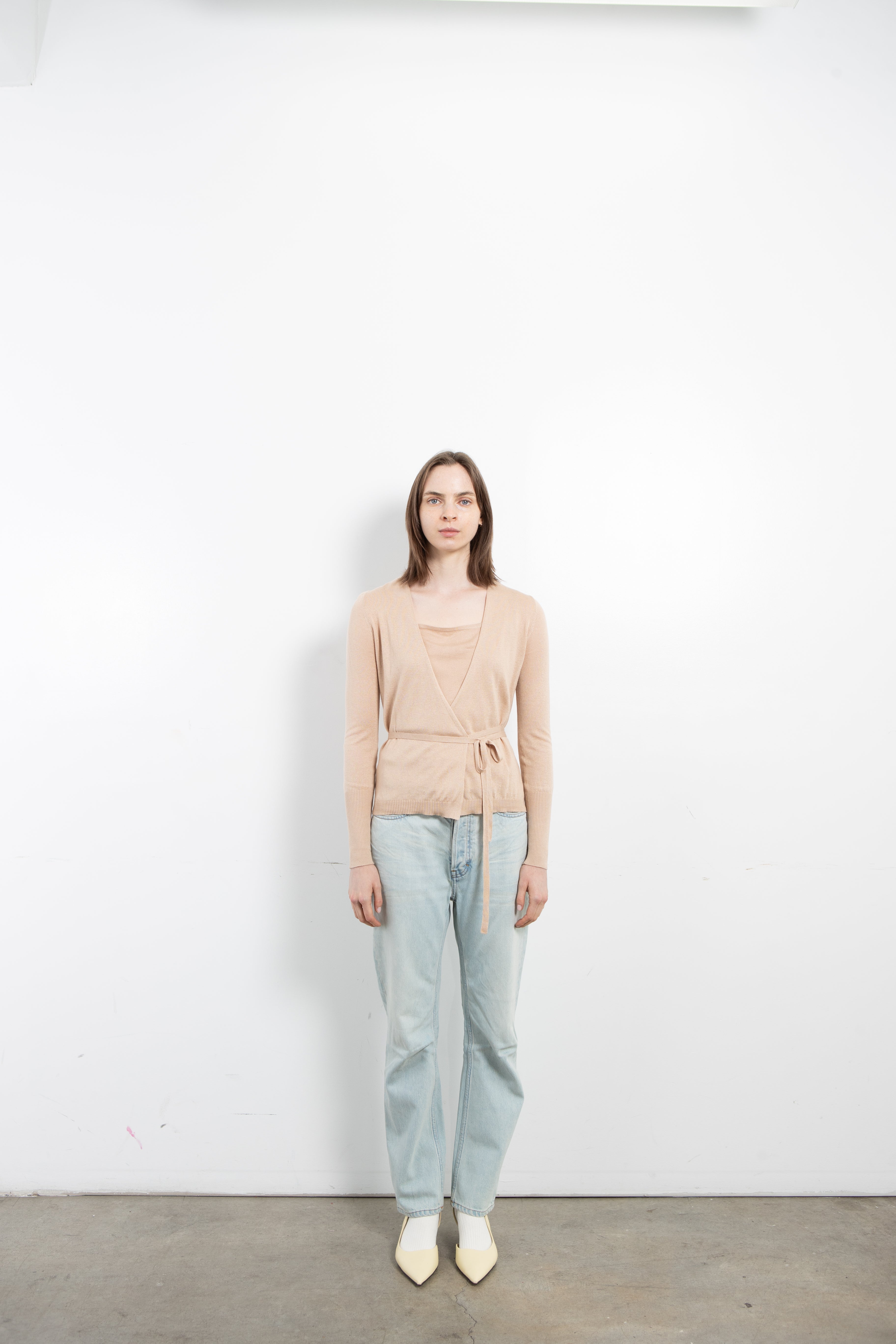 Silk Cashmere Wrap Cardigan in Espresso