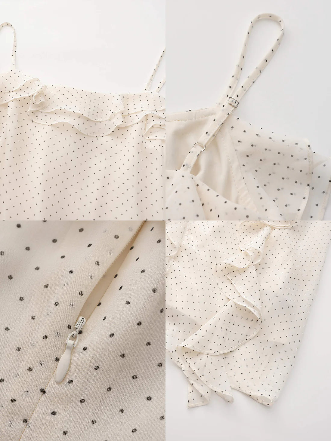 Irregular Ruffled Polka Dot Sling Dress — view 7