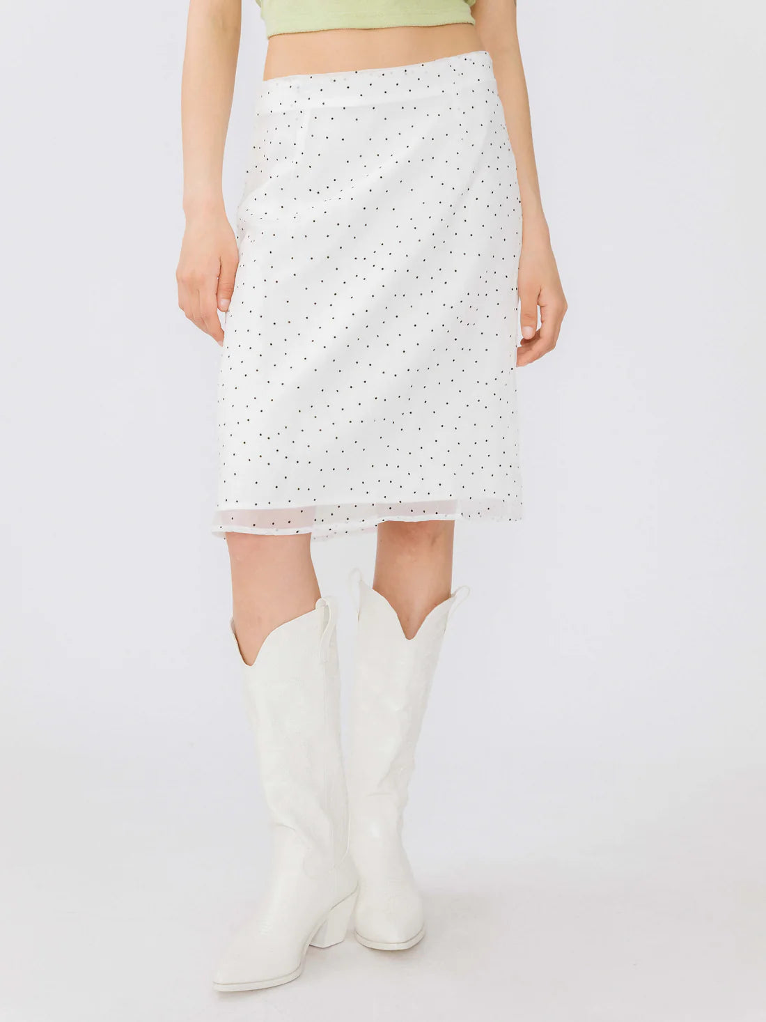 Double Layered Polka Dot Mesh Skirt