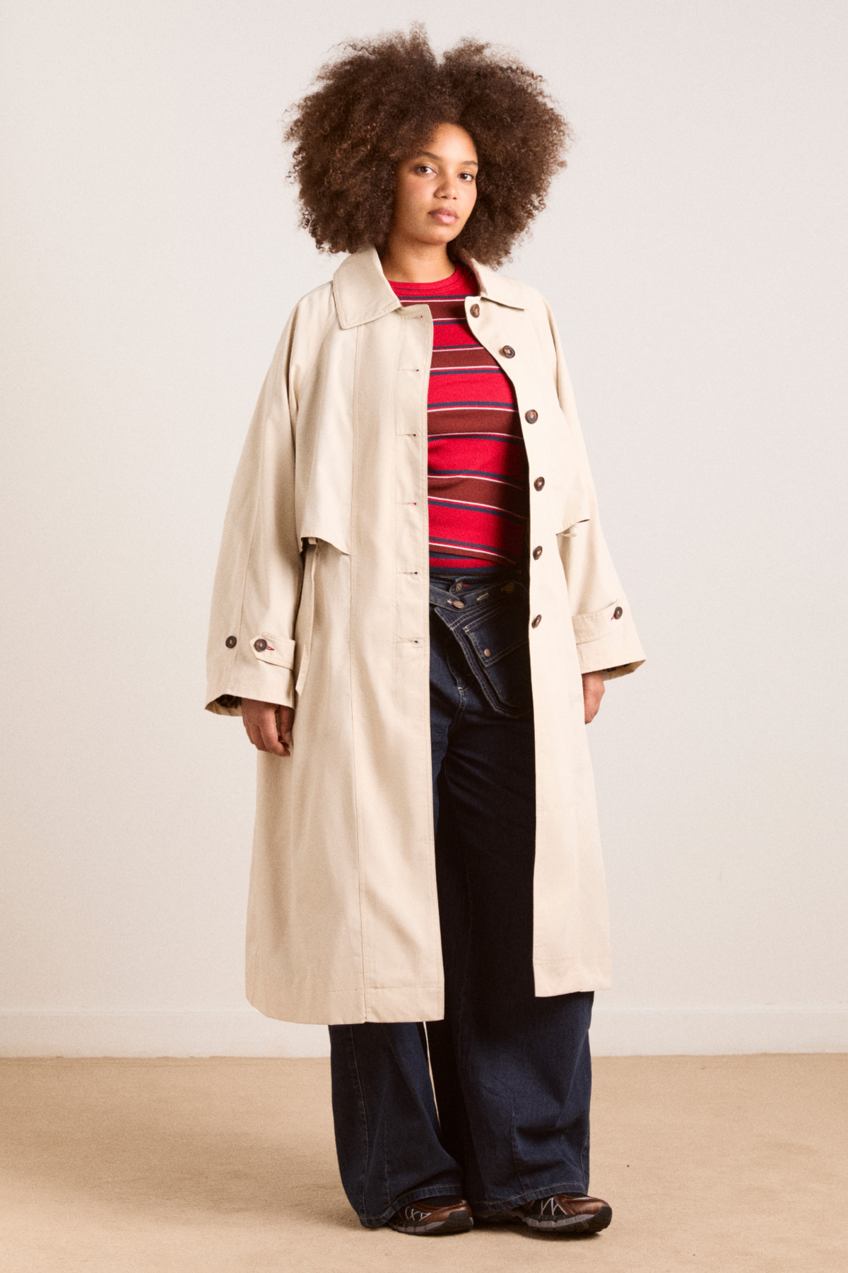 Camille Organic Cotton Trench in Cream - view 3