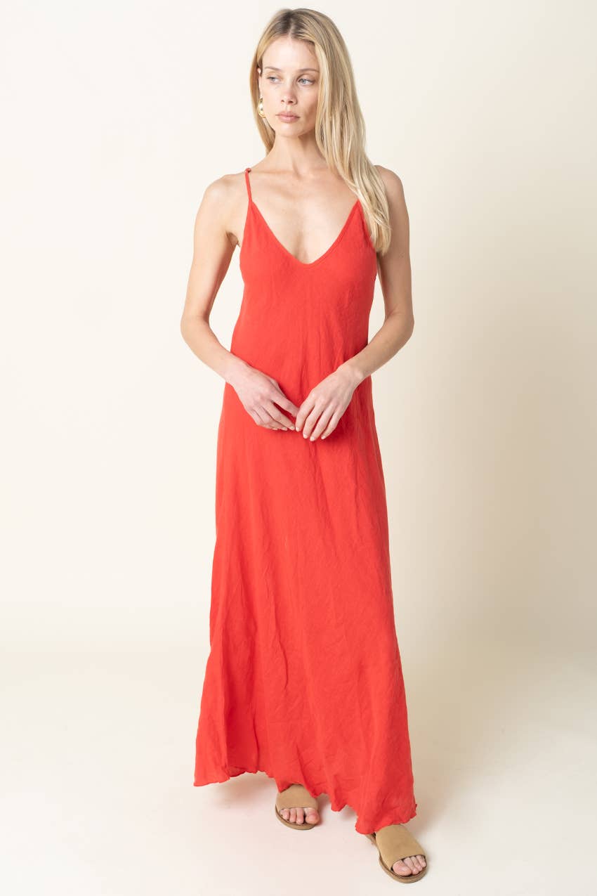 Adeline Flowy Linen Maxi Dress in White by Olivaceous, view 10
