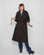 Recycled Quilted Long Belted Coat in Black