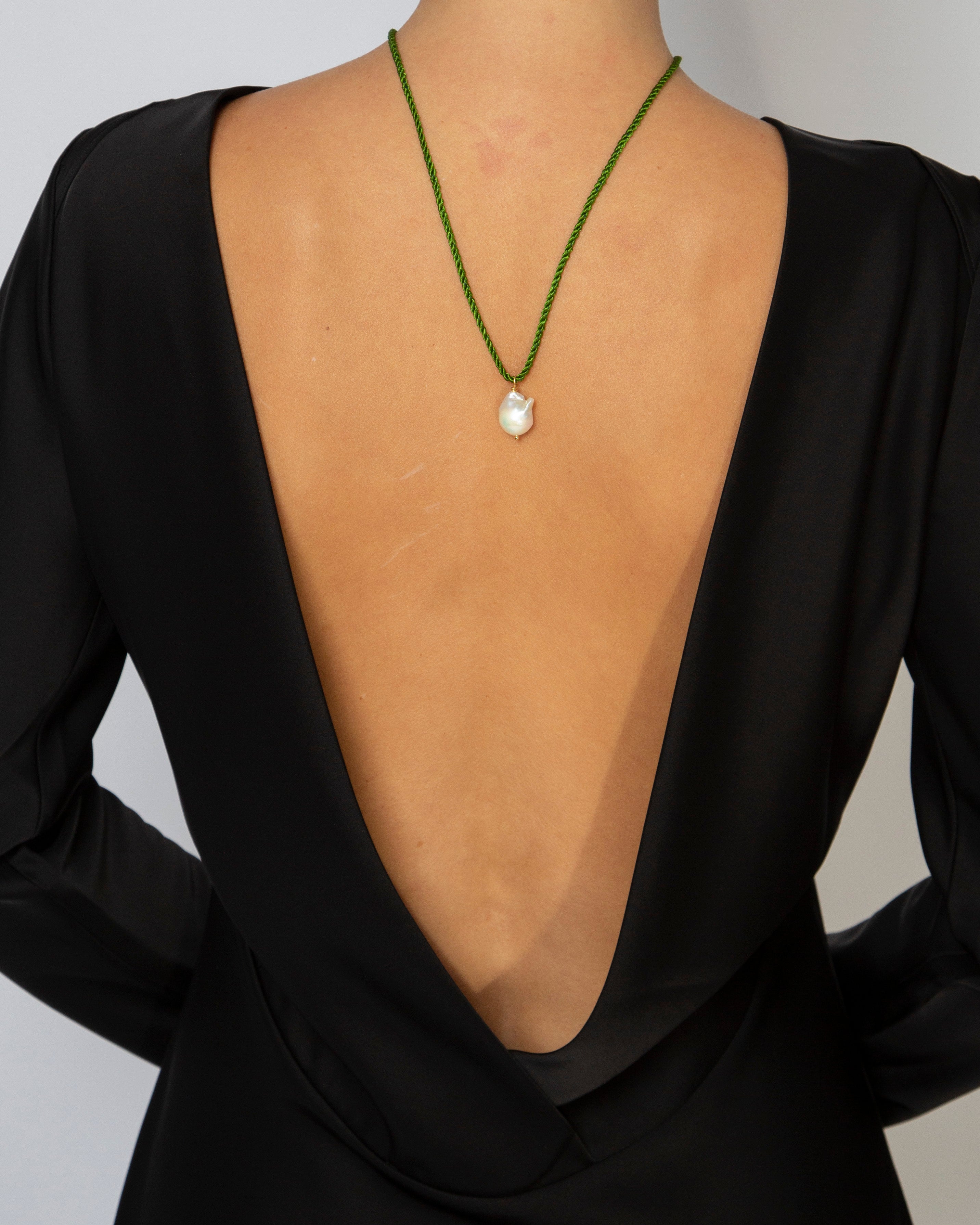 Baroque Pearl Necklace in Green