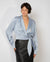 Satin Wrap Blouse in Blue