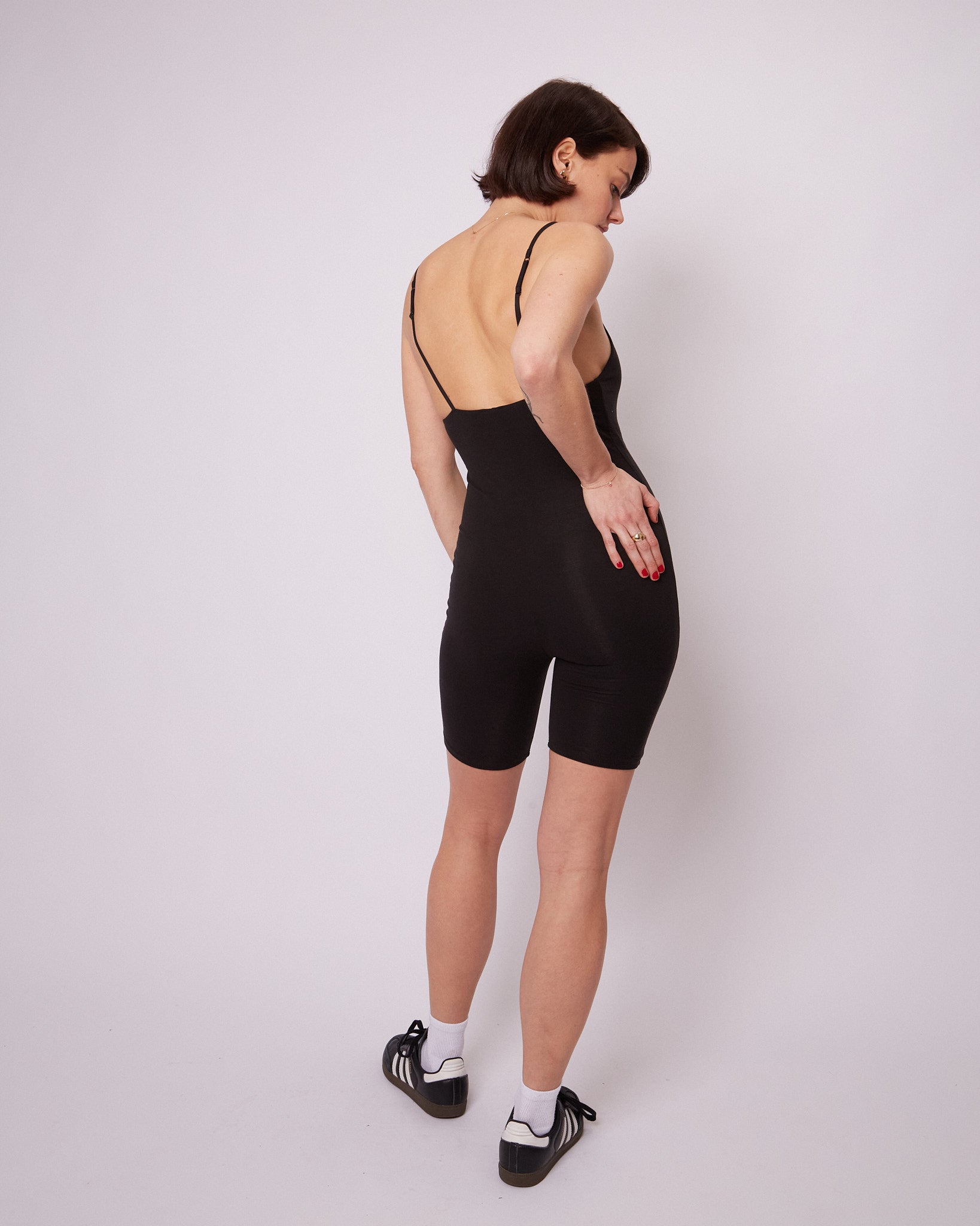 Zaria Short Catsuit in Black