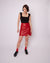 Red Leather Mini Skirt with Mini Slit