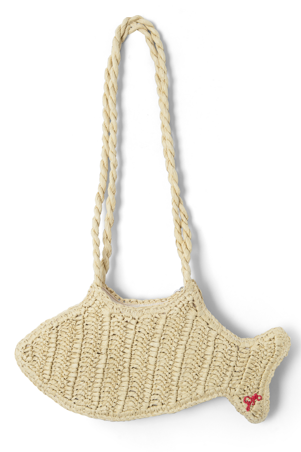 Raffia Fish Bag with Charm in Natural — view 4