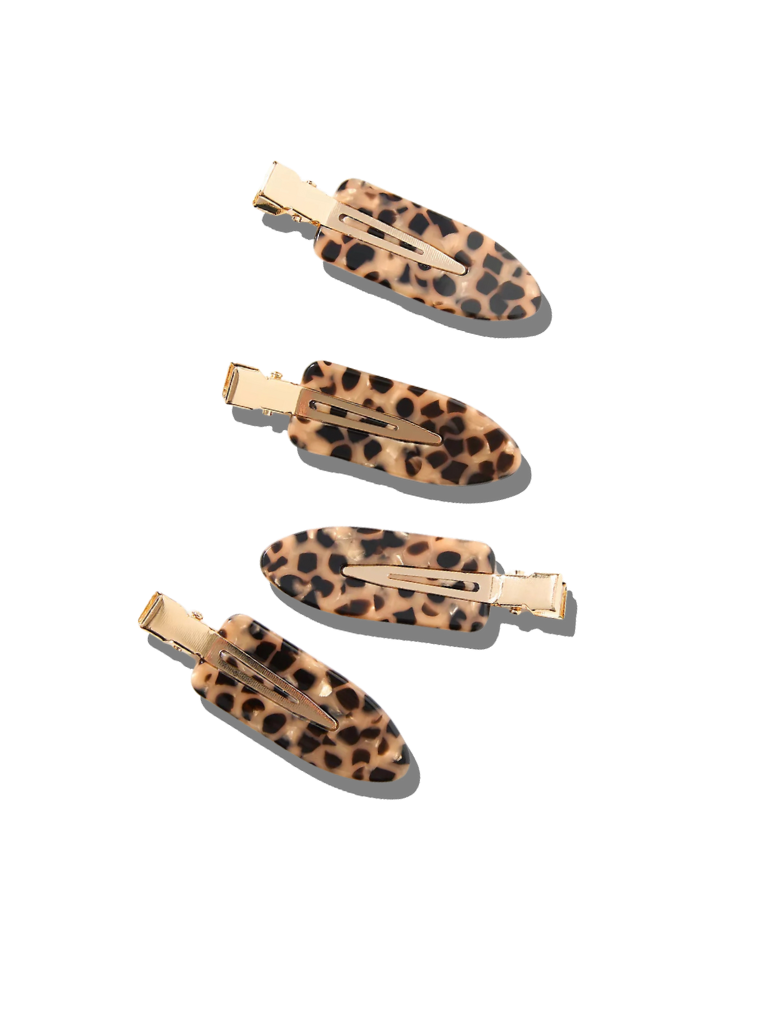 4pc Creaseless Clip Set in Leopard