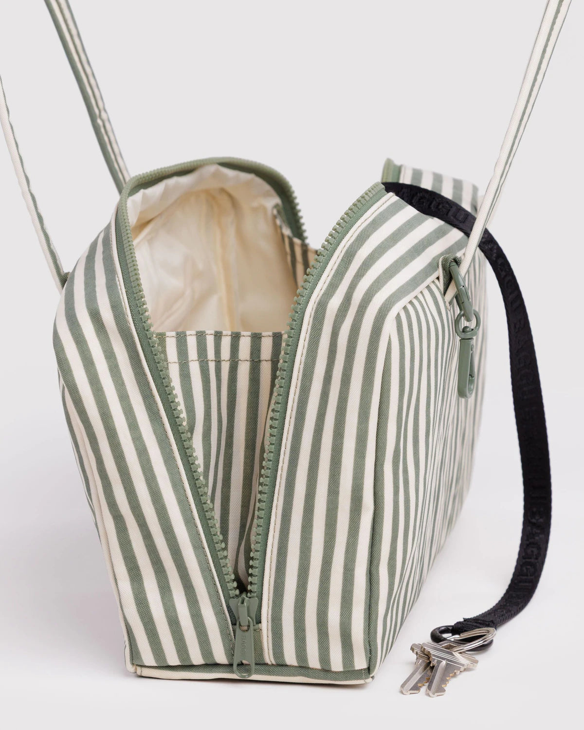 Nylon Bowler Bag in Sage Stripe — view 4