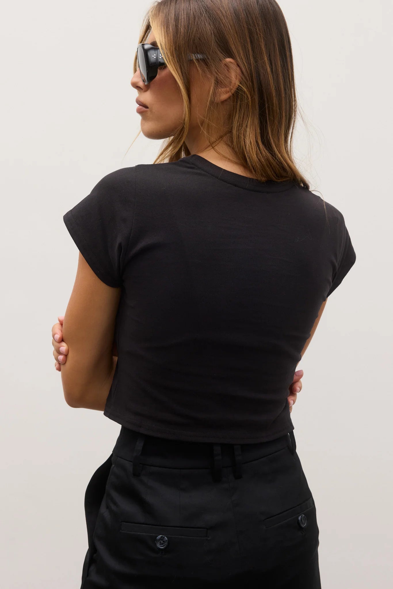 Corey Cropped T-Shirt in Black