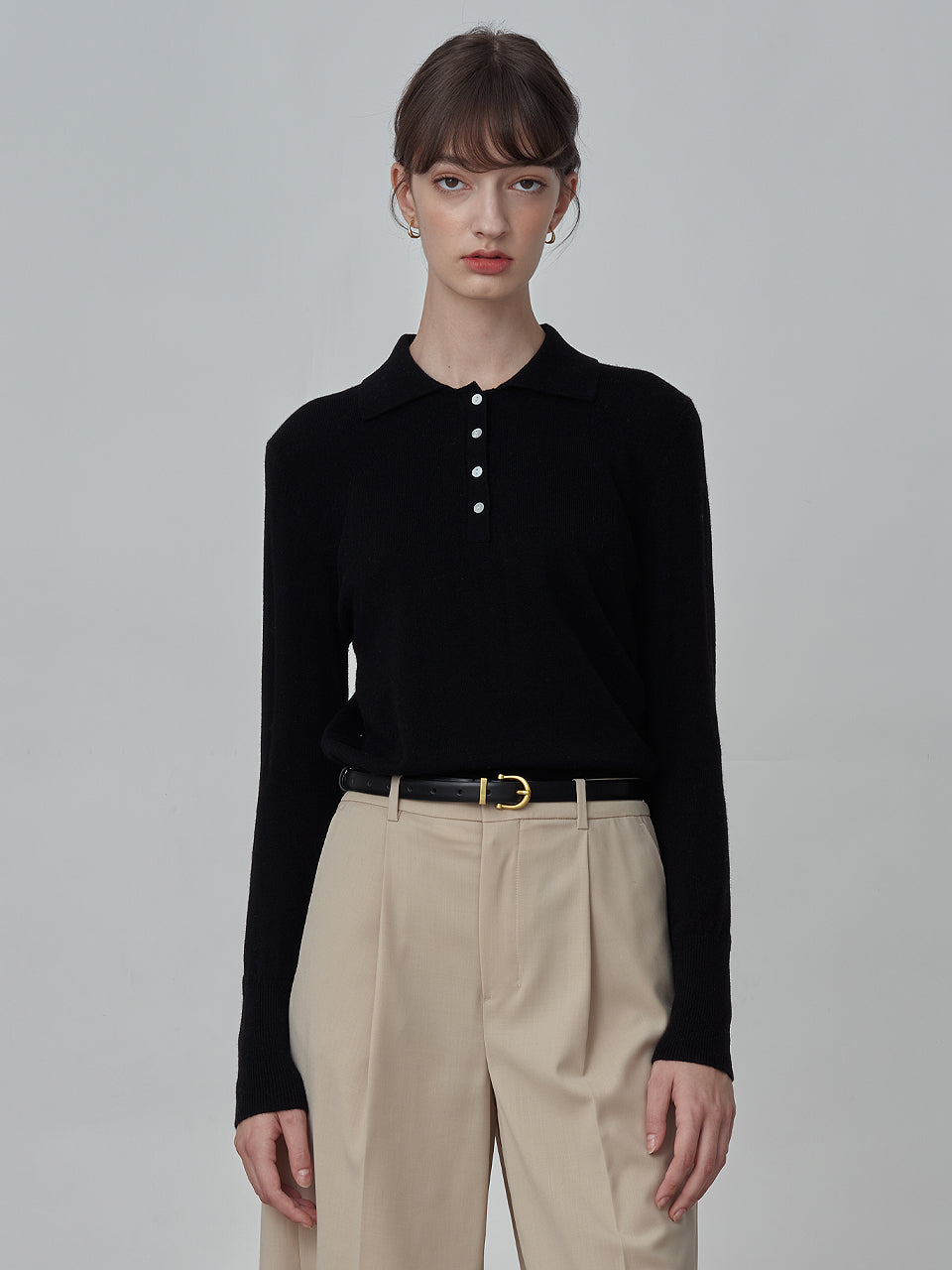 Classic Polo Sweater in Black