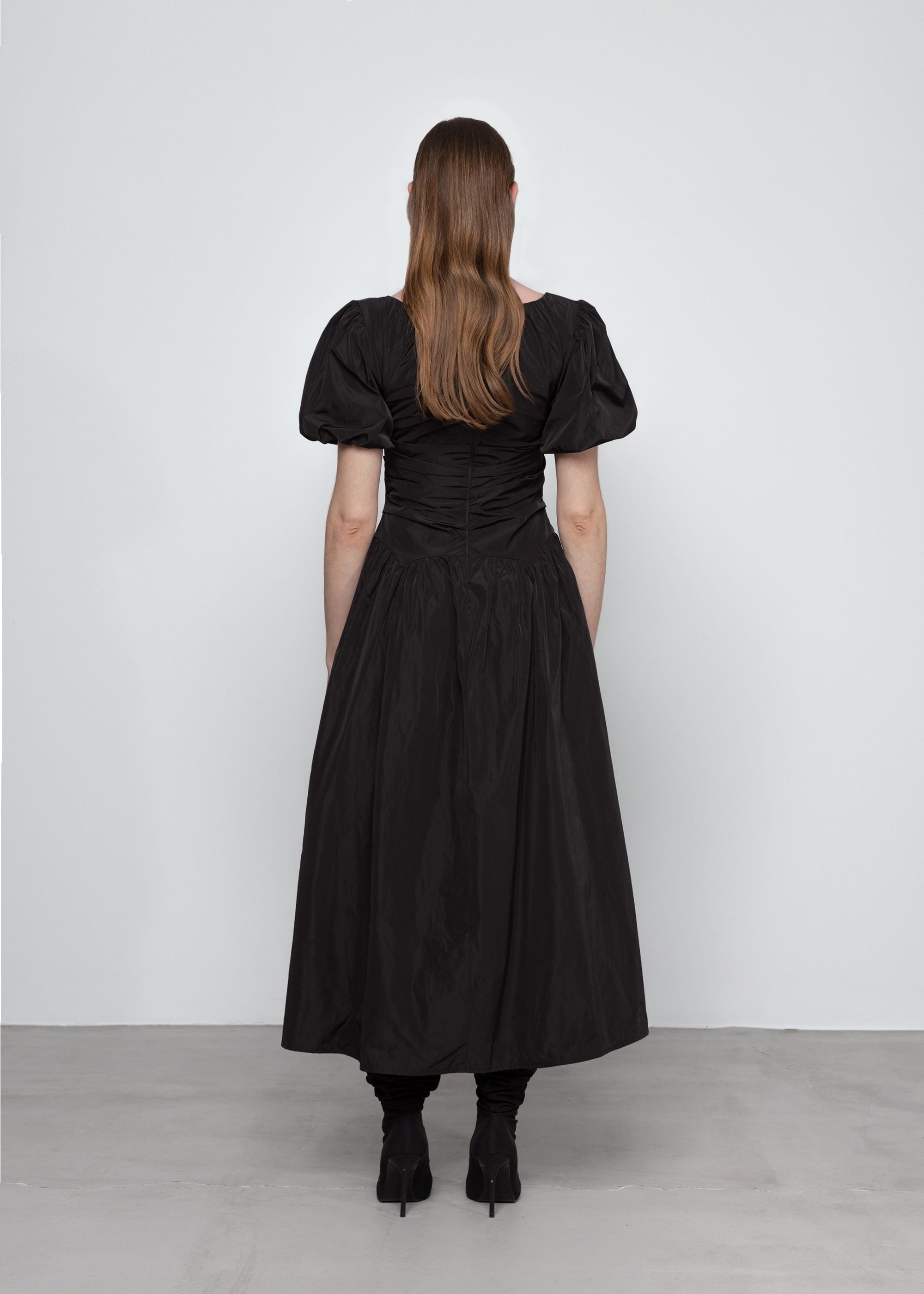 Taffeta Puff Sleeve Volume Dress — view 3